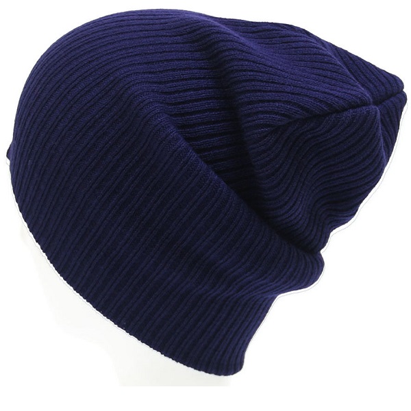 NAVY MENS LADIES KNITTED WOOLLY WINTER SLOUCH BEANIE HAT CAP ONE SIZE SKATEBOARD